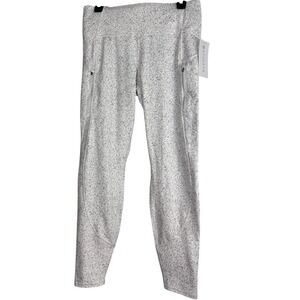 Athleta Rainier High Rise Tight Leggings White Gray Glitter‎ Pocket Large NWT